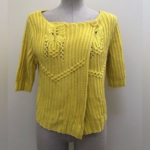 Magaschoni short sleeve cotton cardigan sweater yellow S
